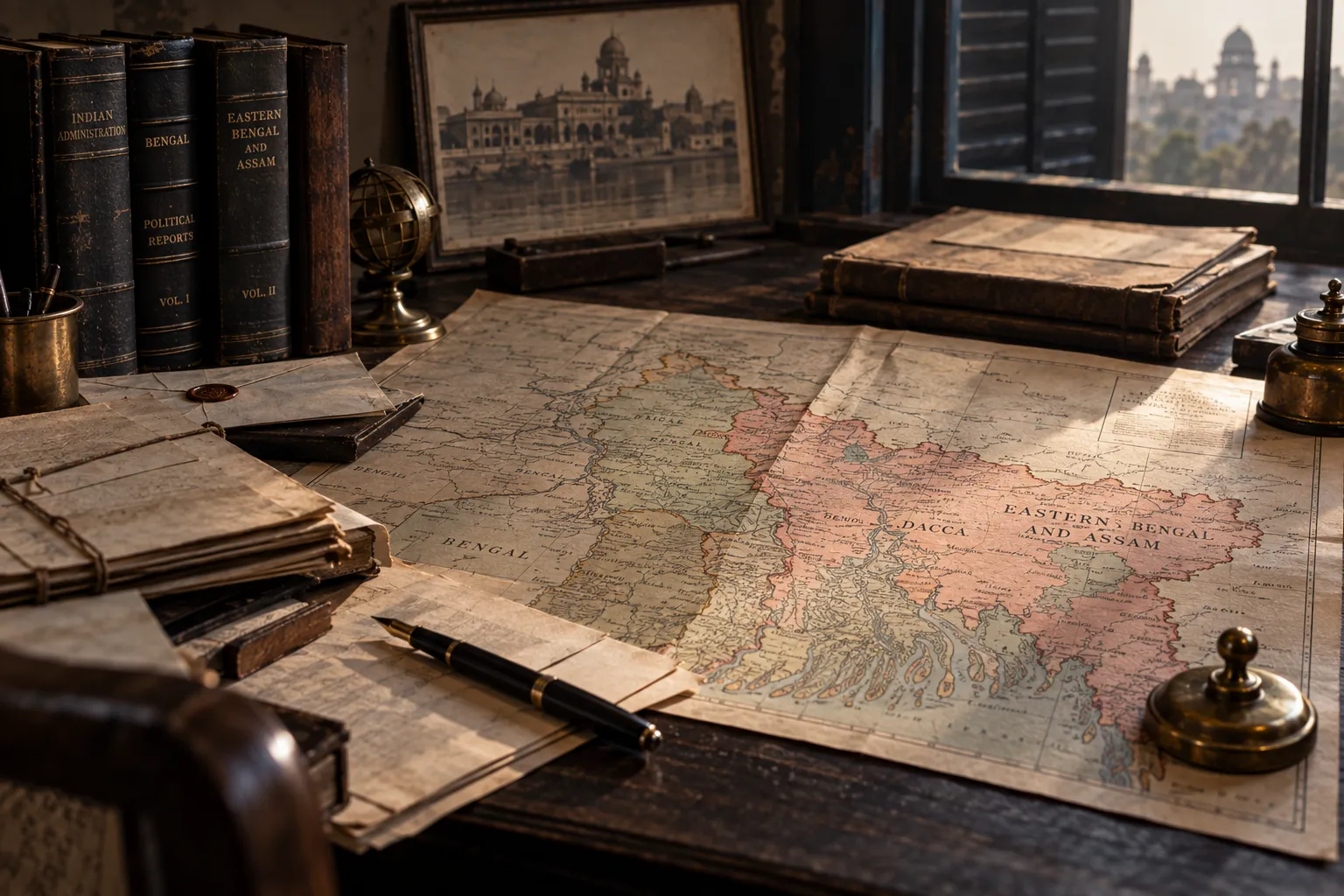 Dacca and Eastern Bengal represented through archival imagery and the 1905 Partition map
